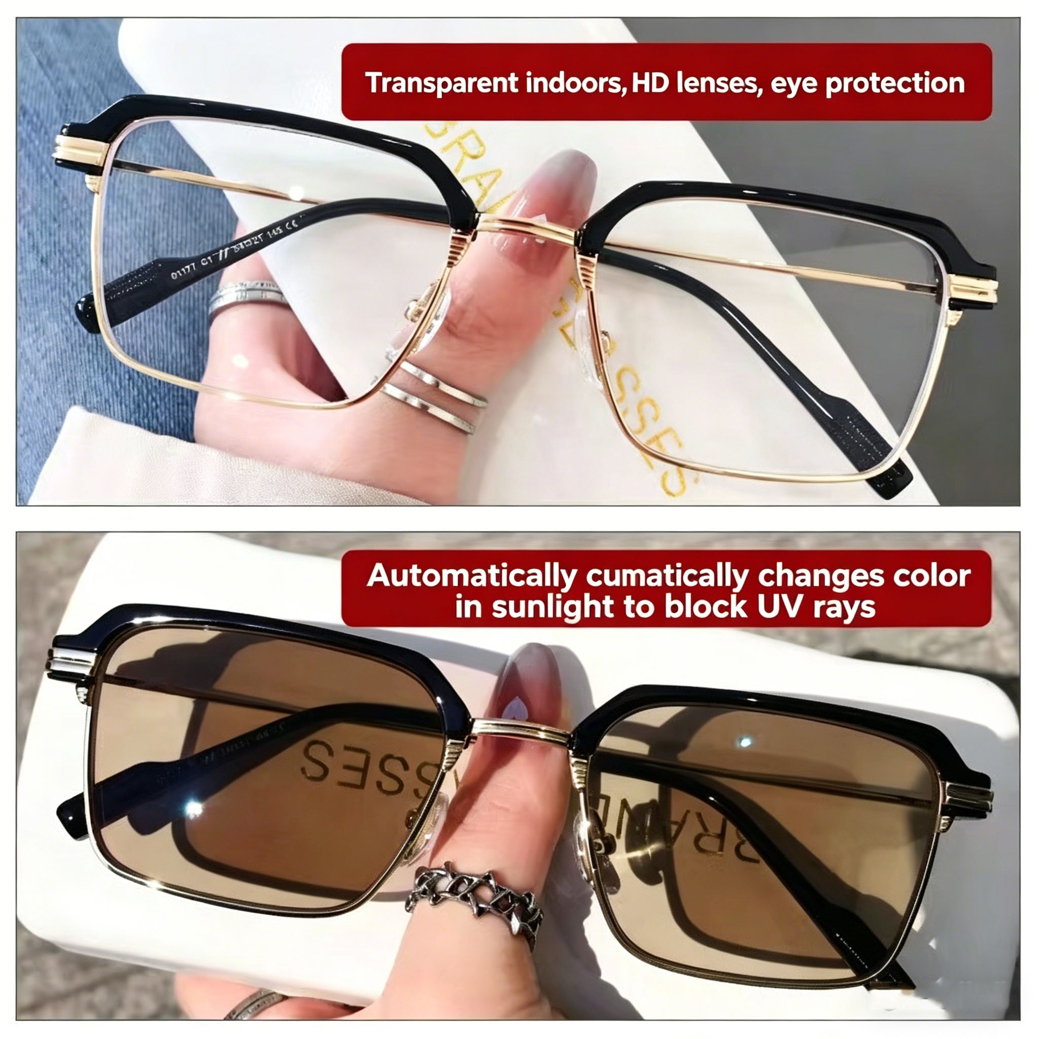 Stylish Rimless Metal Blue-Light Blocking Reading Glasses — Frameless, Cut-Edge, Anti-Radiation Eyewear for Middle-Aged and Senior Adults