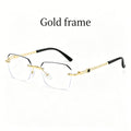 Stylish Rimless Metal Blue-Light Blocking Reading Glasses — Frameless, Cut-Edge, Anti-Radiation Eyewear for Middle-Aged and Senior Adults
