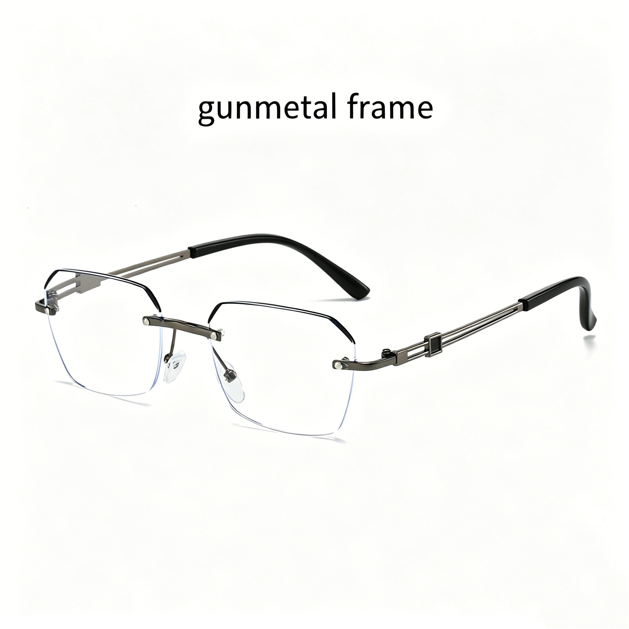 Stylish Rimless Metal Blue-Light Blocking Reading Glasses — Frameless, Cut-Edge, Anti-Radiation Eyewear for Middle-Aged and Senior Adults
