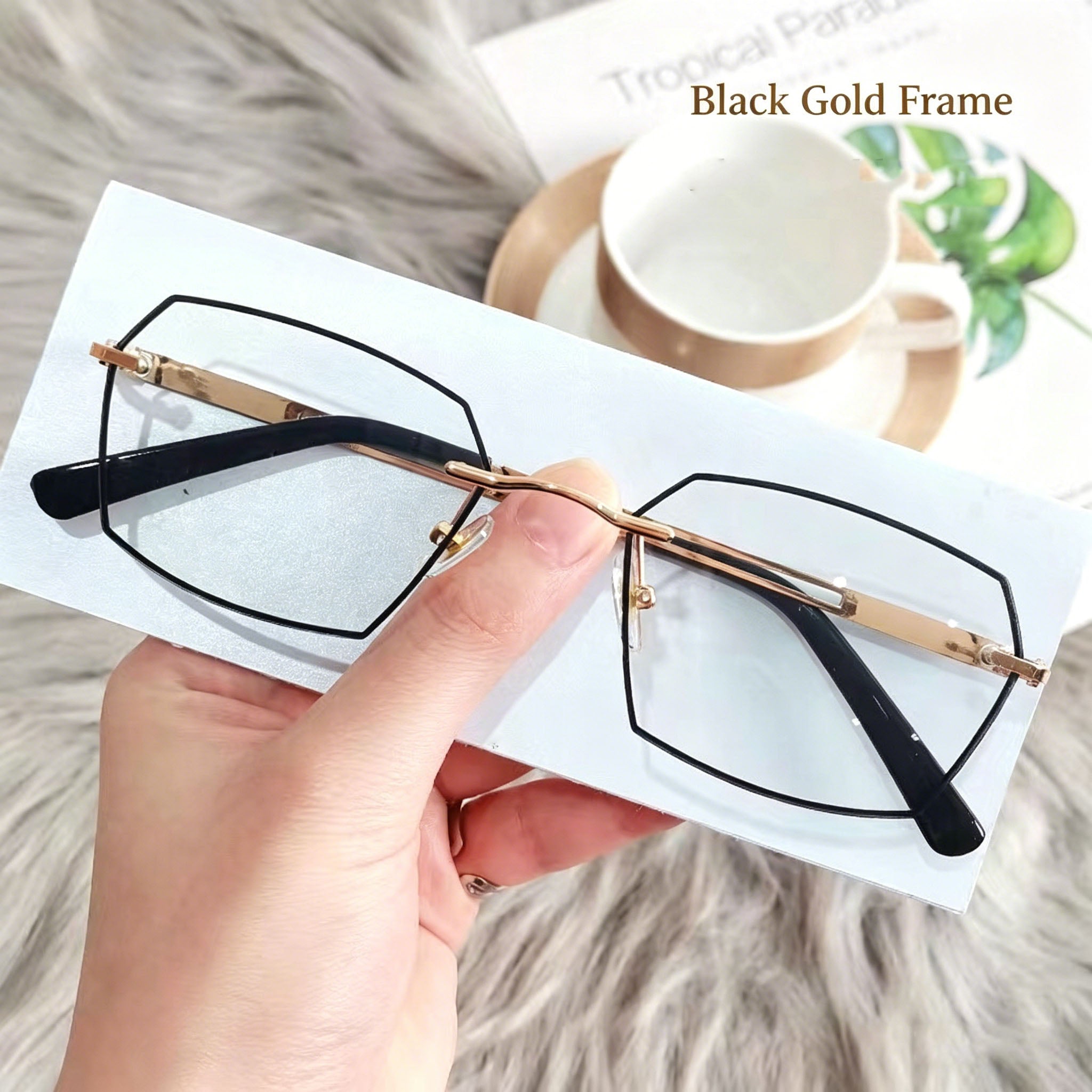 Stylish Rimless Metal Blue-Light Blocking Reading Glasses — Frameless, Cut-Edge, Anti-Radiation Eyewear for Middle-Aged and Senior Adults