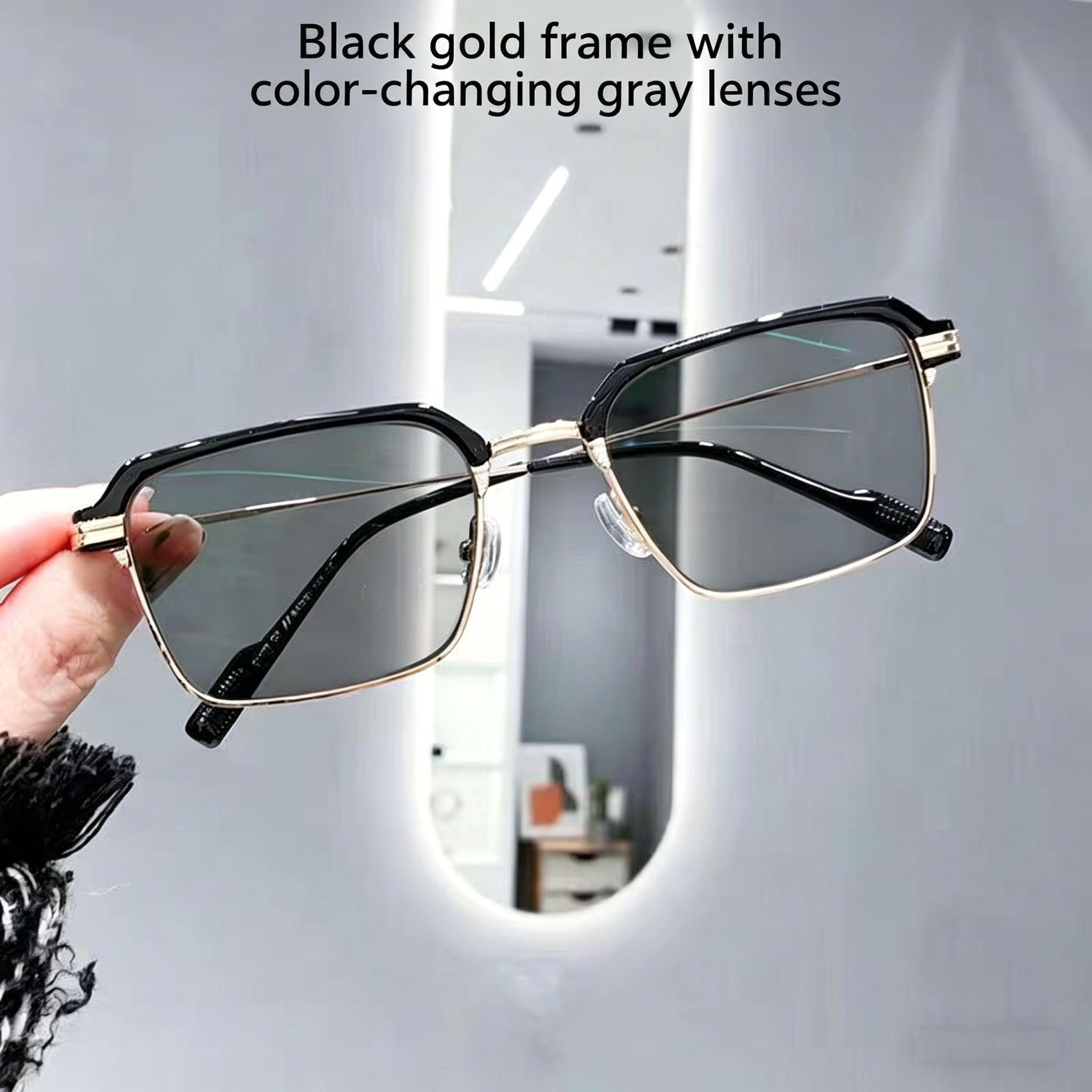 HD Anti-Blue Light Reading Glasses — Stylish Browline Frame, Metal Photochromic Non-Prescription Eyewear