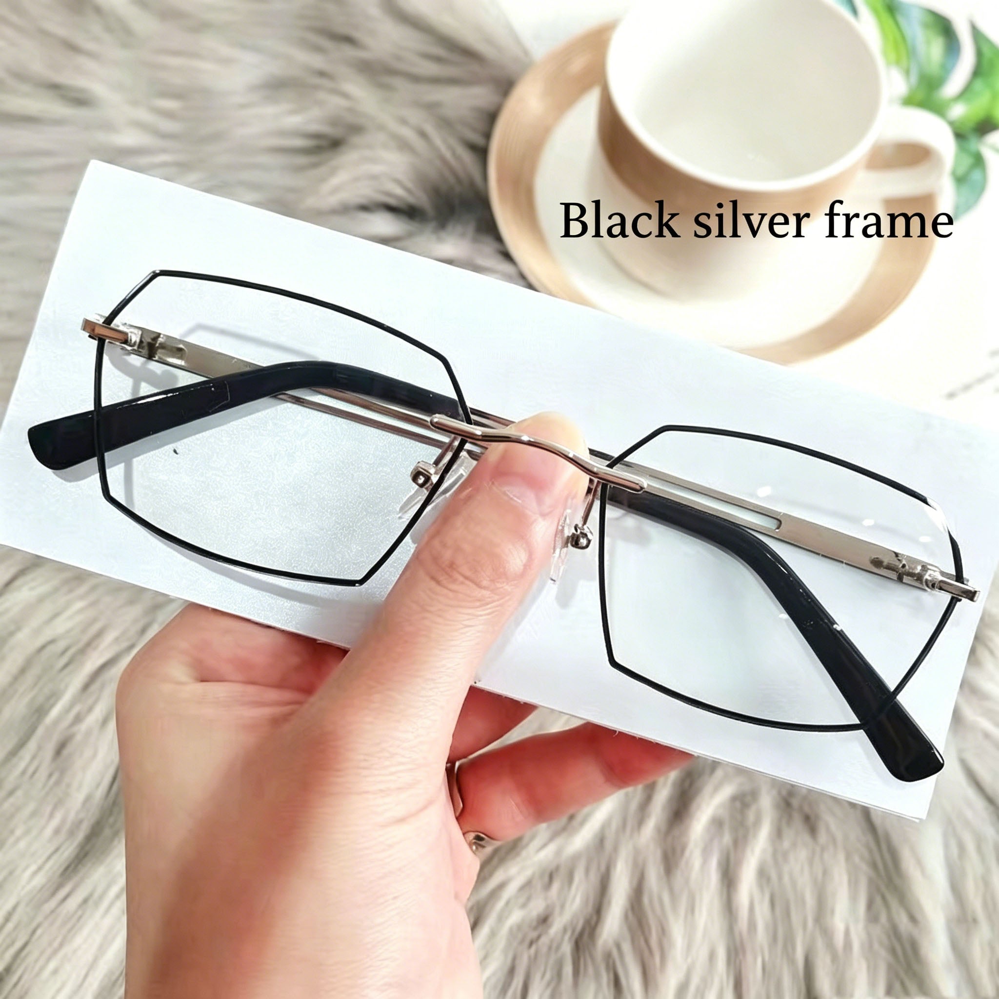 Stylish Rimless Metal Blue-Light Blocking Reading Glasses — Frameless, Cut-Edge, Anti-Radiation Eyewear for Middle-Aged and Senior Adults
