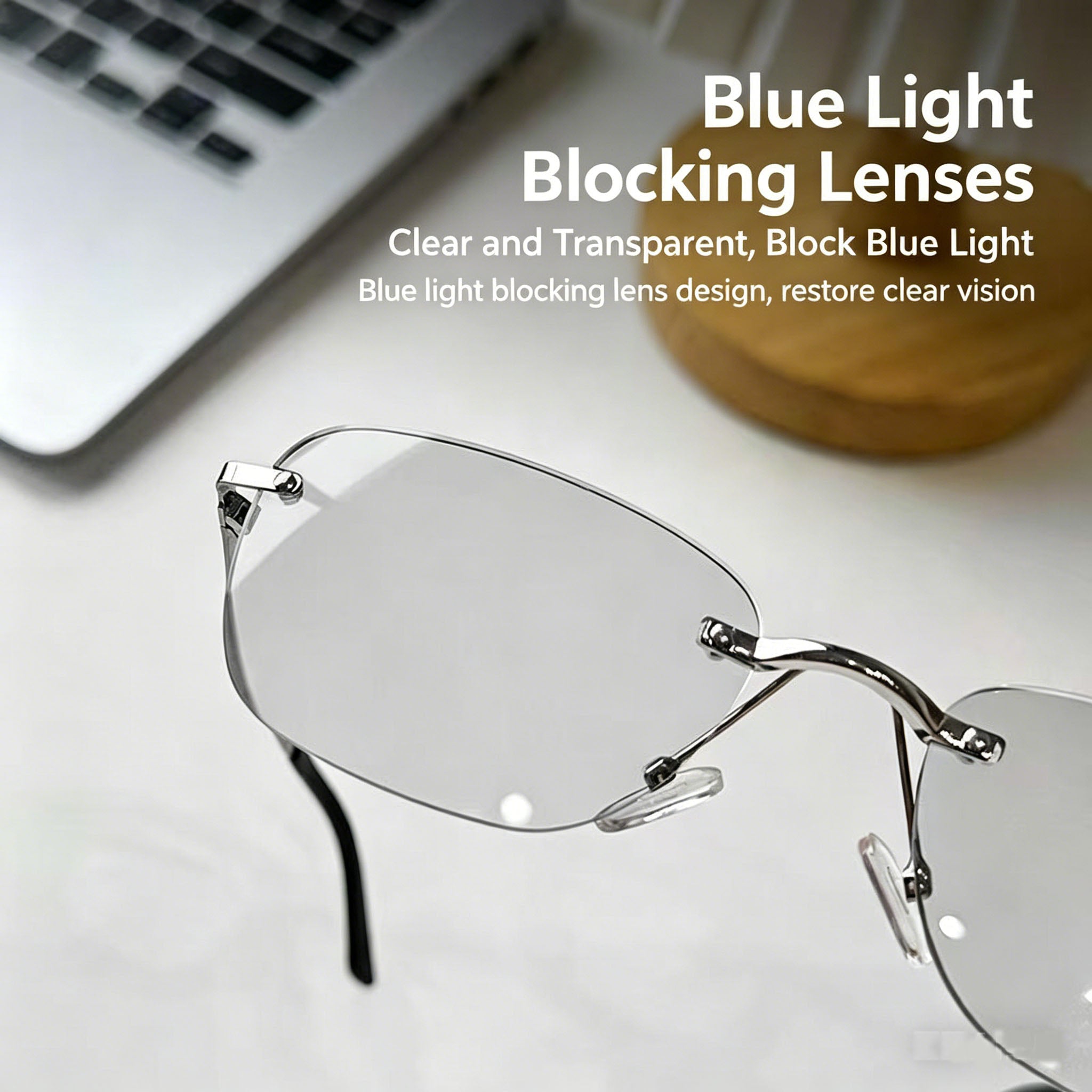 Smart Photochromic Blue-Light Blocking Reading Glasses — Rimless Metal, HD Clarity, Anti-Fatigue Eyewear for Men and Women (Middle-Aged & Seniors)