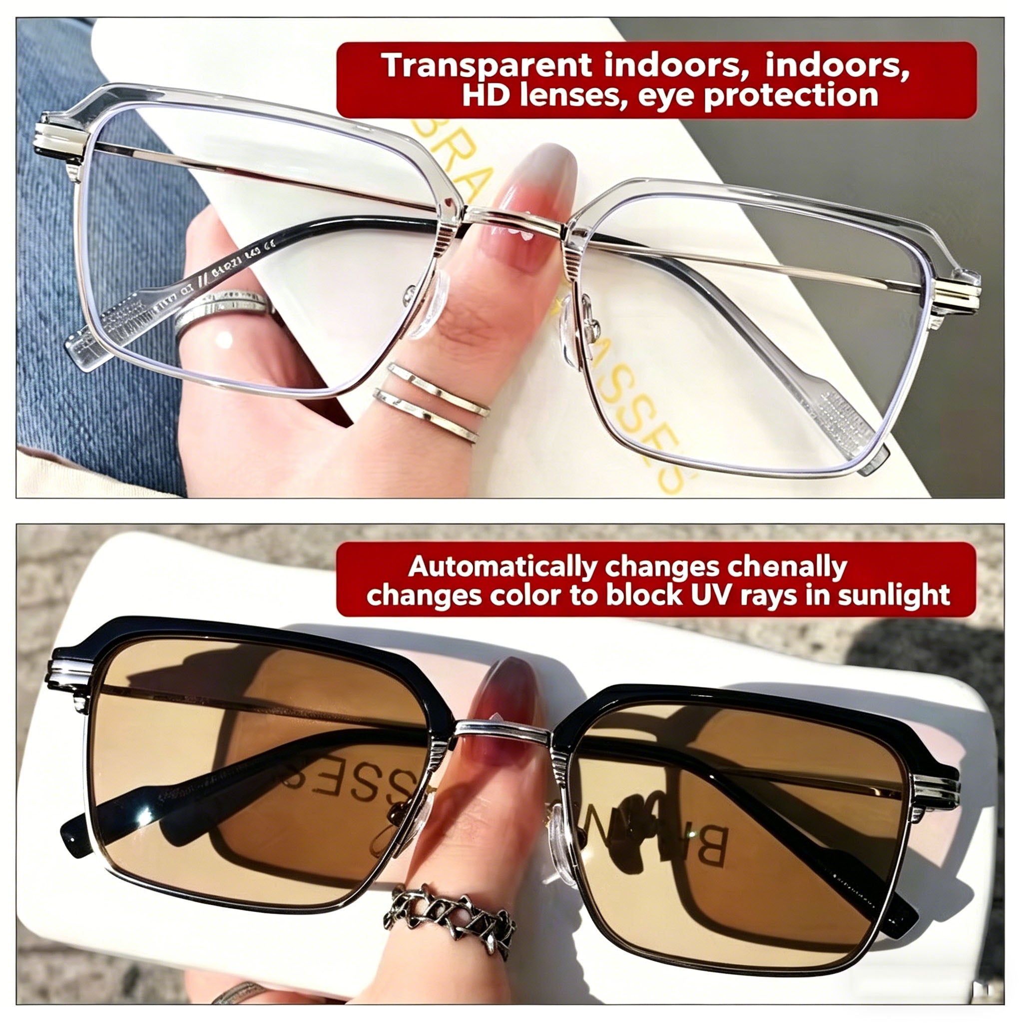 Stylish Rimless Metal Blue-Light Blocking Reading Glasses — Frameless, Cut-Edge, Anti-Radiation Eyewear for Middle-Aged and Senior Adults