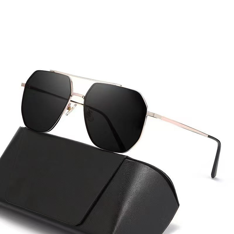 Classic Men's Nylon Polarized Sunglasses with Double Beams for Driving, Pilot UV Protection Goggles