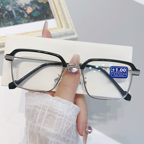 Men's Business-Style HD Anti-Blue Light Reading Glasses — New Ultra-Light Rimless Metal Square-Frame Readers