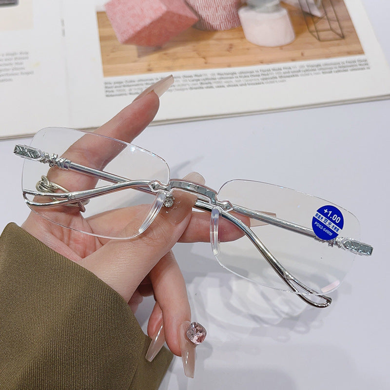 Men's Rimless Reading Glasses — Ultra-Lightweight, Anti-Blue Light, Anti-Radiation, High-Definition Eyewear for Middle-Aged and Senior Adults